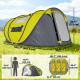 4 Person Camping Tent, Easy Pop Up Tent with Doors, Windows and Carry Bag, Automatic Setup Tent for Hiking, Yellow