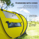 4 Person Camping Tent, Easy Pop Up Tent with Doors, Windows and Carry Bag, Automatic Setup Tent for Hiking, Yellow