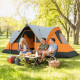 5-6 Person Family Tent, Outdoor Camping Tent with Lighting Hook, Carrying Bag for Camping, Hiking and Travelling Orange