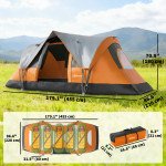 5-6 Person Family Tent, Outdoor Camping Tent with Lighting Hook, Carrying Bag for Camping, Hiking and Travelling Orange