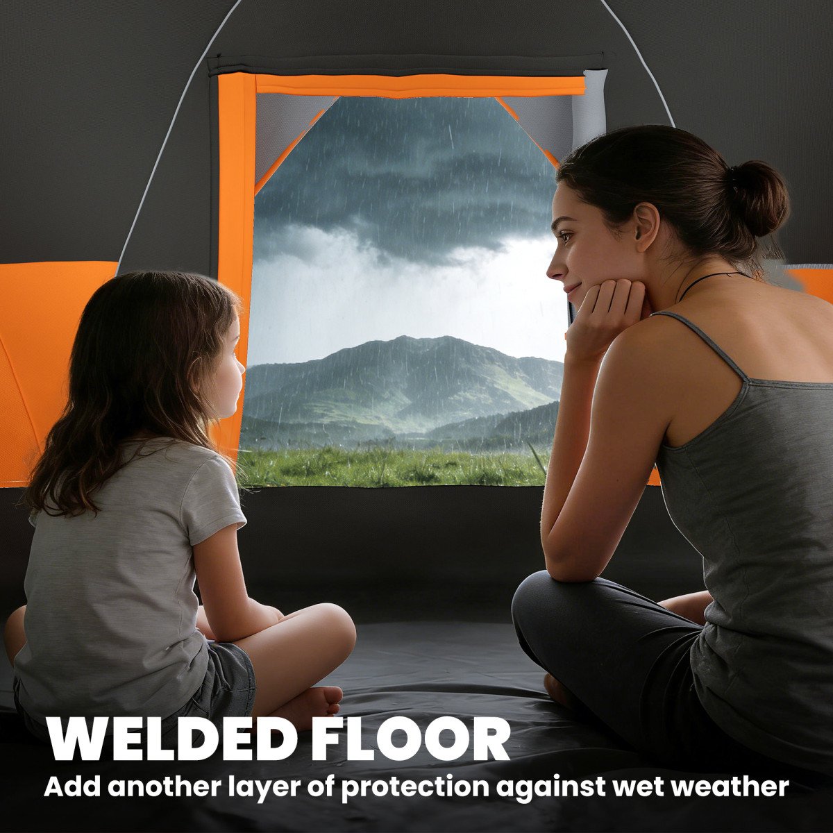 5-6 Person Family Tent, Outdoor Camping Tent with Lighting Hook, Carrying Bag for Camping, Hiking and Travelling Orange