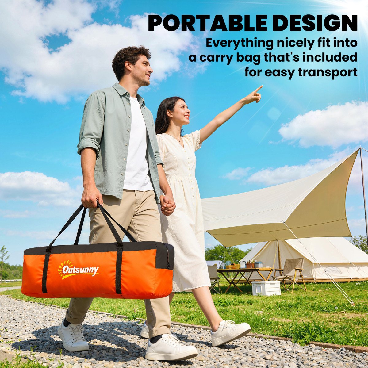 5-6 Person Family Tent, Outdoor Camping Tent with Lighting Hook, Carrying Bag for Camping, Hiking and Travelling Orange