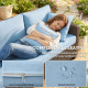 PE Wicker Outdoor Couch Sofa, 4-Seater Modular Patio Furniture Lounge Set with 2 Loveseats, Cushions, Pillows, Blue