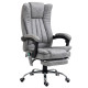 Office Chair 6-point Vibration Massage Chair Micro Fiber Recliner with Retractable Footrest Grey