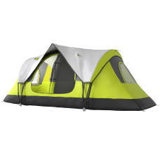 Camping Tent for 6-8 Man with 2000mm Waterproof Rainfly and Carry Bag for Fishing Hiking Festival, Green
