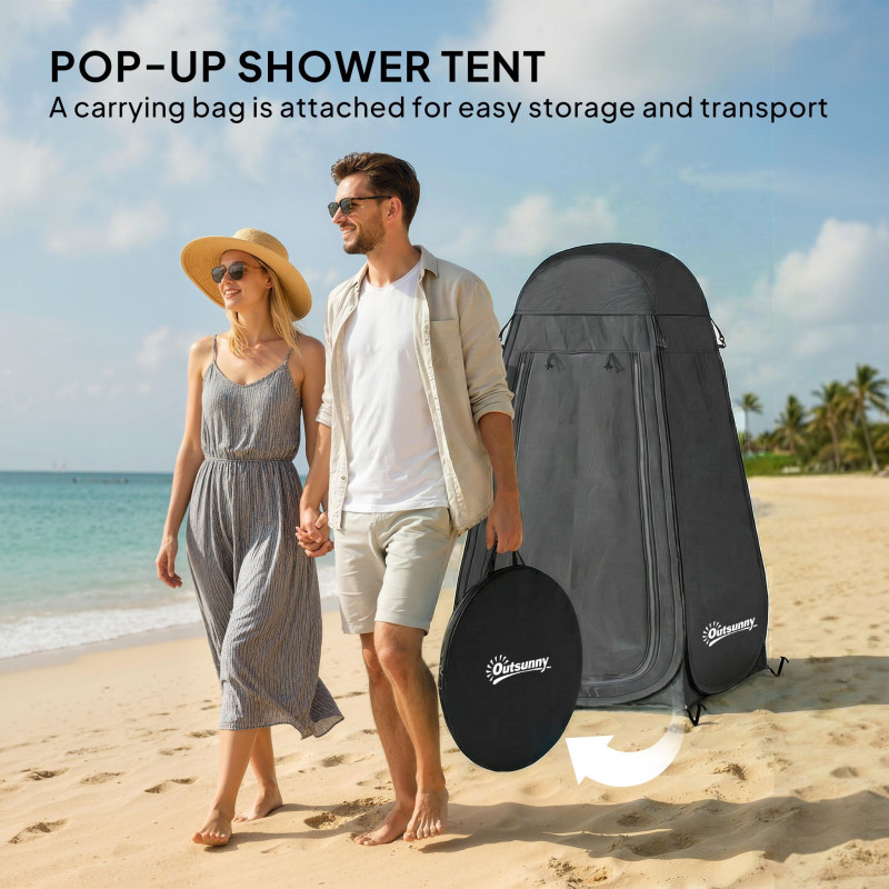 Pop Up Shower Tent, Portable Privacy Room for Outdoor Changing, Dressing, Fishing Storage with Carrying Bag, Black