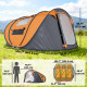 4 Person Camping Tent, Easy Pop Up Tent with Doors, Windows and Carry Bag, Automatic Setup Tent for Hiking, Orange