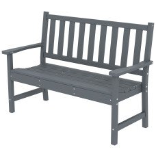 Outdoor Bench, HDPE Weatherproof Garden Bench, 2-Person Garden Seating with Slatted Seat