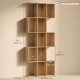 5-Tier Bookshelf, S Shaped Geometric Bookcase with 15 Compartments, Oak