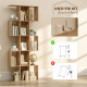 5-Tier Bookshelf, S Shaped Geometric Bookcase with 15 Compartments, Oak