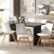 Modern Dining Table Chairs Set of 6, Rubber Wood Kitchen Table Chairs with PU Leather Cushion for Living Room, Bedroom