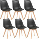 Modern Dining Table Chairs Set of 6, Rubber Wood Kitchen Table Chairs with PU Leather Cushion for Living Room, Bedroom