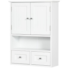 Bathroom Wall Cabinet, Medicine Cabinet, Over Toilet Storage Cabinet with Shelf and Drawers for Hallway, Living Room, White