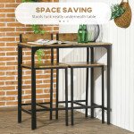 Industrial Bar Table Set Counter Height 3 Piece and 2 High Back Stools Set Dining Table Set Rustic Brown