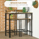 Industrial Bar Table Set Counter Height 3 Piece and 2 High Back Stools Set Dining Table Set Rustic Brown