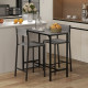 Industrial Bar Table Set Counter Height 3 Piece and 2 High Back Stools Set Dining Table Set Grey