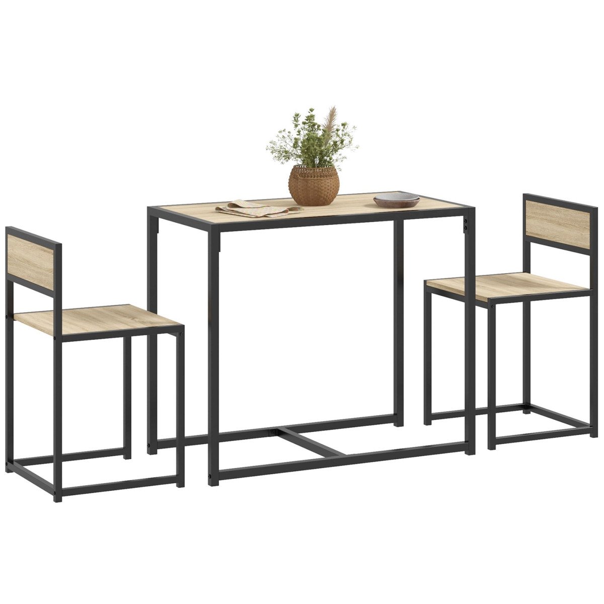 Dining Table Set, Industrial Dining Set for 2, Kitchen Table and Chairs for Small Space, Dining Room Table with Chairs