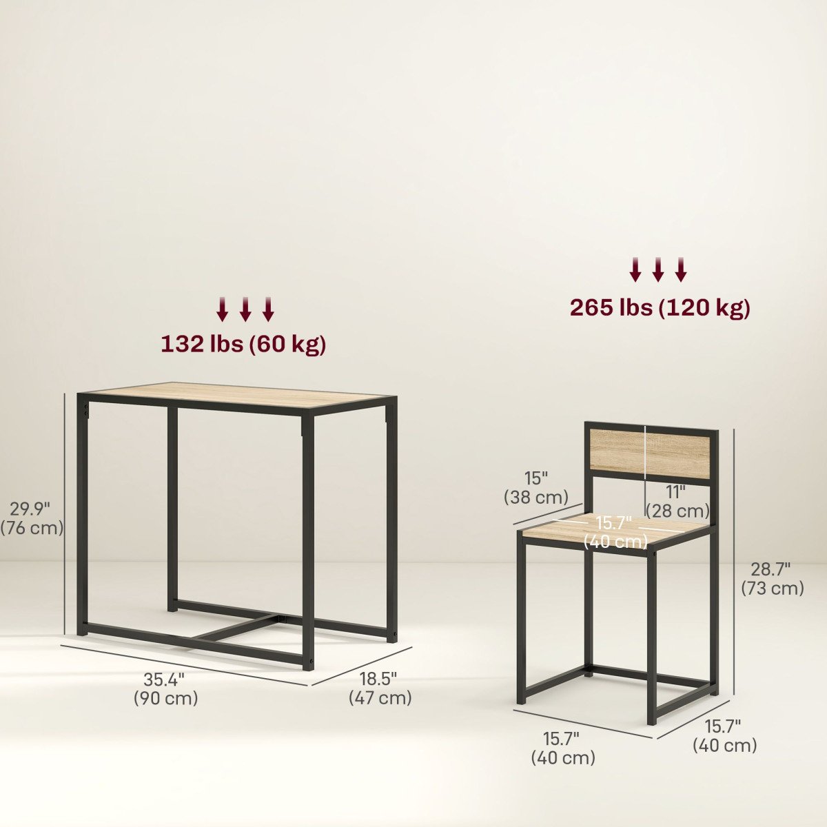Dining Table Set, Industrial Dining Set for 2, Kitchen Table and Chairs for Small Space, Dining Room Table with Chairs
