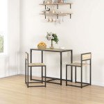 Dining Table Set, Industrial Dining Set for 2, Kitchen Table and Chairs for Small Space, Dining Room Table with Chairs
