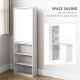 Fold-out Convertible Office Desk, Wall Mount Computer Desk with Whiteboard and Side Shelf, White