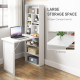 Fold-out Convertible Office Desk, Wall Mount Computer Desk with Whiteboard and Side Shelf, White