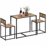 Dining Table Set, Industrial Dining Set for 2, Kitchen Table and Chairs for Small Space, Dining Room Table with Chairs