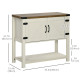 Farmhouse Kitchen Storage Cabinet, Free Standing Sideboard Console Table with Barn Doors, Bottom Shelf, White