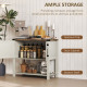 Farmhouse Kitchen Storage Cabinet, Free Standing Sideboard Console Table with Barn Doors, Bottom Shelf, White