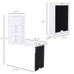 Wall Mounted Table Fold Out Convertible Desk, Multi-Functional Space Saving Computer Desk with Writing Floating Board for Students, White and Black