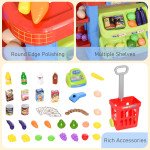 Qaba Supermarket Playset Cash Register Toy for Kids, 50 Pcs Grocery Store Pretend Play Toy with Food, Check-Out Counter, Scanner, Shelves, Gift for Boys Girls Age 3 4 5 6