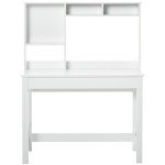 Computer Desk with Hutch, Home Office Table with Storage Shelves and Open Compartments for Writing, Work, White
