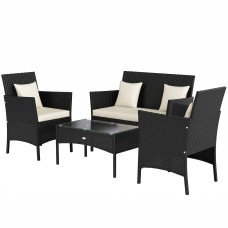 4-Piece Rattan Outdoor Furniture Set Patio Furniture Set with Coffee Table 22.8
