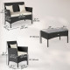 4-Piece Rattan Outdoor Furniture Set Patio Furniture Set with Coffee Table 22.8