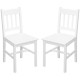 Dining Chairs Set of 2, Kitchen Chair with Slat Back, Pine Wood Structure for Living Room and Dining Room, White