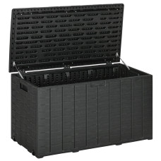 81 Gallon Garden Storage Box, Waterproof  Double Wall Storage Container with Wheels and Handles, Black