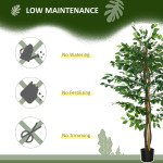 Set of 2 5ft Artificial Trees Ficus, Indoor Fake Plants with Pot, for Home Decor