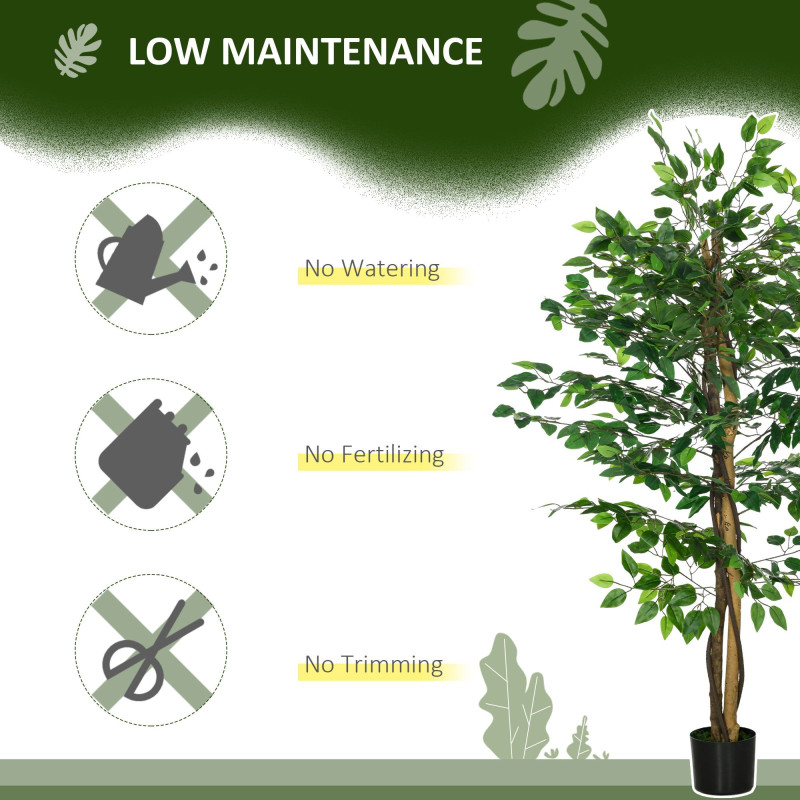 Set of 2 5ft Artificial Trees Ficus, Indoor Fake Plants with Pot, for Home Decor