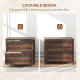 2 Drawer File Cabinet, Lockable Filing Cabinet with Adjustable Hanging Bar for Letter, A4 and Legal Size, Brown