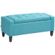 Storage Ottoman Bench, Linen Upholstered Bench with Tufted Design, Green