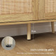 Bohemian Sideboard with Rattan Doors & Adjustable Shelf, Natural Wood Finish