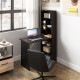 Fold-out Convertible Office Desk, Wall Mount Computer Desk with Blackboard and Side Shelf, Brown