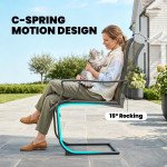 C Spring Motion Patio Chairs Set of 2 with Curved High Backrest, Armrest, All Weather Breathable Fabric, Metal Frame