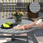 6 Person Round Picnic Table Bench Set with Umbrella Hole, Wood Patio Table with 3 Built-in Benches for Garden, Deck, Backyard, Grey