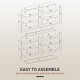 8-Tier DVD Shelf with 12 Adjustable Shelves, Double CD Shelf, Holds 720 CDs, 396 DVDs or 396 Blu-rays, Natural Wood