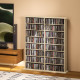 8-Tier DVD Shelf with 12 Adjustable Shelves, Double CD Shelf, Holds 720 CDs, 396 DVDs or 396 Blu-rays, Natural Wood