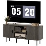 TV Stand Cabinet for TVs up to 55 Inches, TV Unit with Storage Shelves and Cabinets for Living Room, Grey