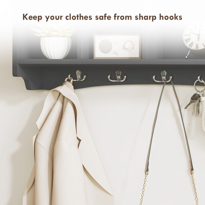 Coat Rack Wall Mount with Shelf, 28