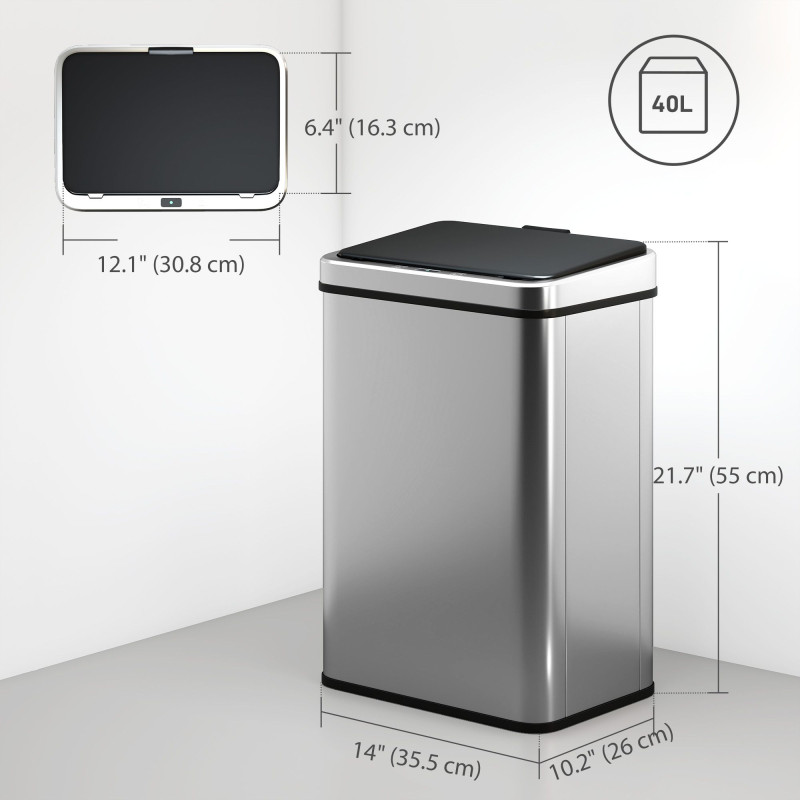 Touchless Stainless Steel Soft-Close Trash Can