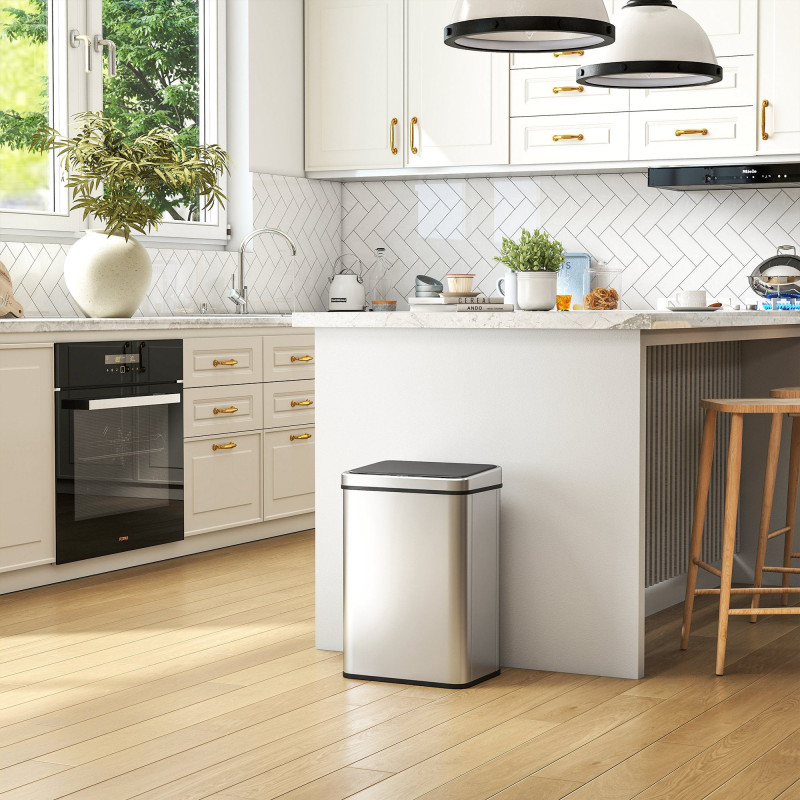 Touchless Stainless Steel Soft-Close Trash Can