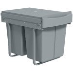 Pull Out Trash Can Under Cabinet, 10.6 Gallon (40L) Slide Out Garbage Can with 2 Removable Compartments, Grey